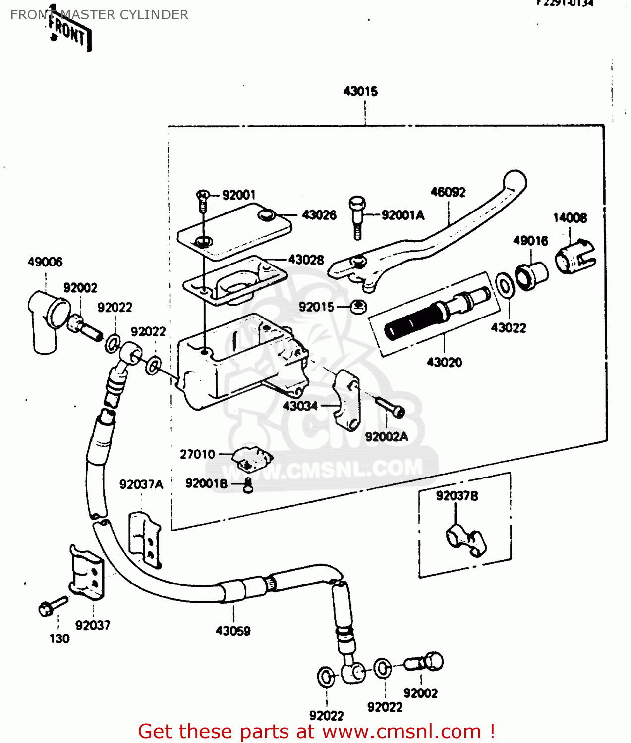FRONT MASTER CYLINDER KL250D3 1986 EUROPE UK GR GU IT ST UR WG