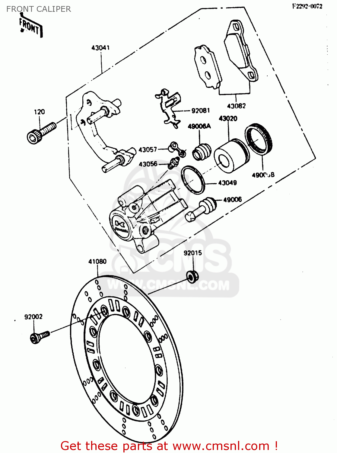 FRONT CALIPER KL250D3 1986 EUROPE UK GR GU IT ST UR WG