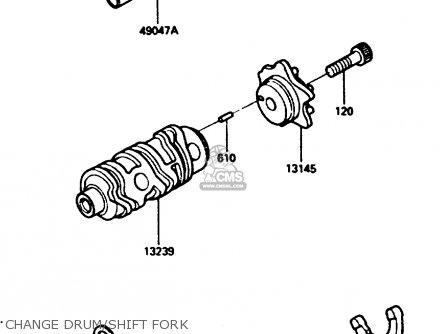 CHANGE DRUM/SHIFT FORK - KL250D3 1986 EUROPE UK GR GU IT ST UR WG
