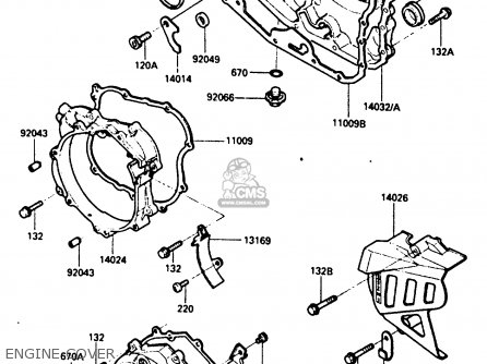 ENGINE COVER - KL250D3 1986 EUROPE UK GR GU IT ST UR WG