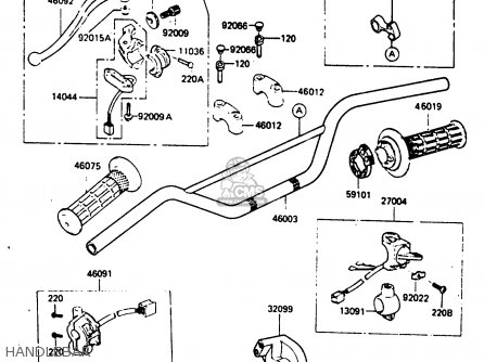 HANDLEBAR - KL250D3 1986 EUROPE UK GR GU IT ST UR WG