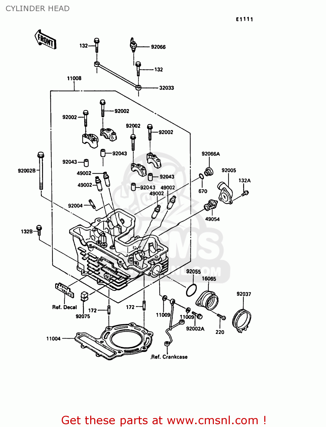 CYLINDER HEAD KL250D4 KLR250 1987 EUROPE UK FG GR IT ST
