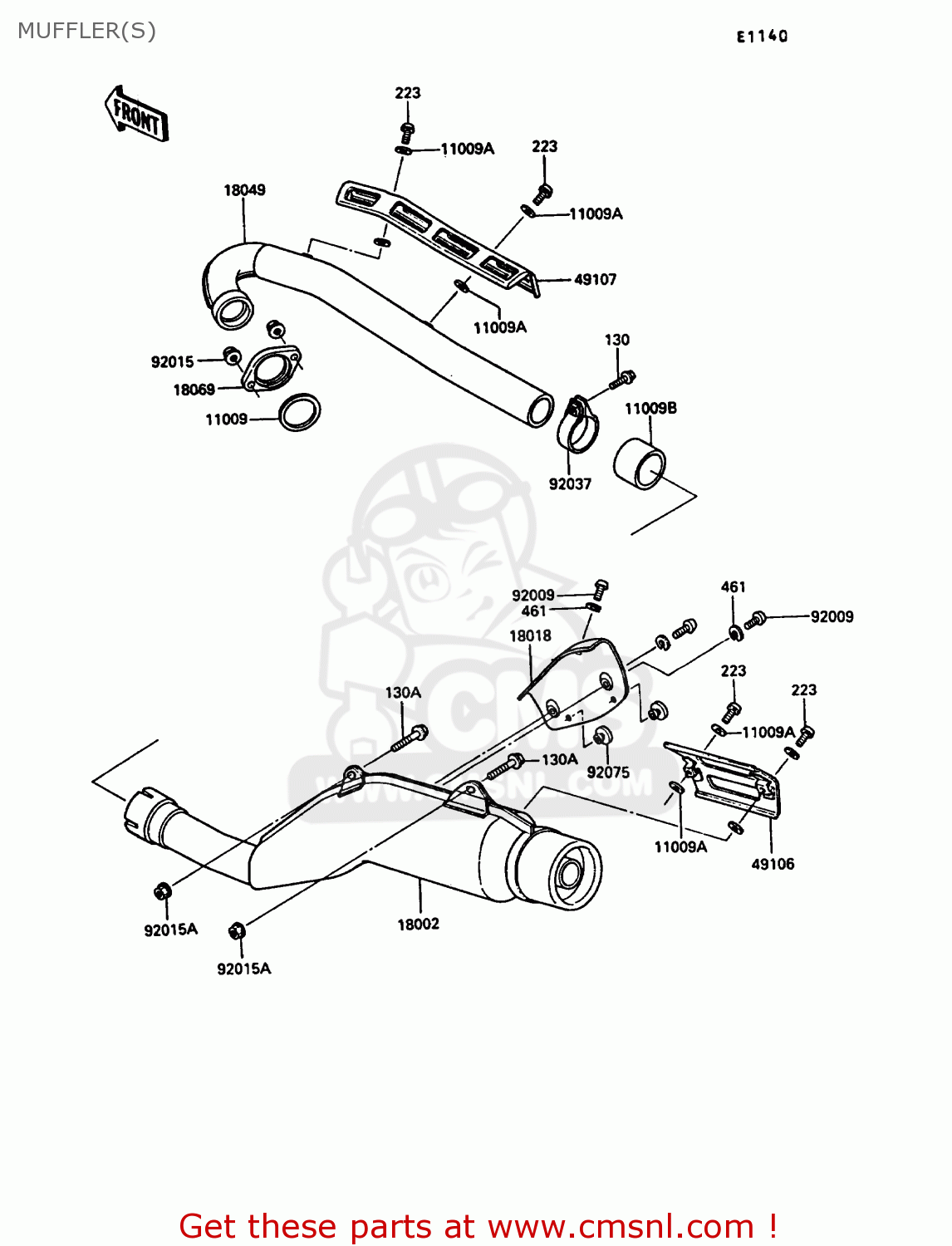 MUFFLER(S) KL250D4 KLR250 1987 EUROPE UK FG GR IT ST
