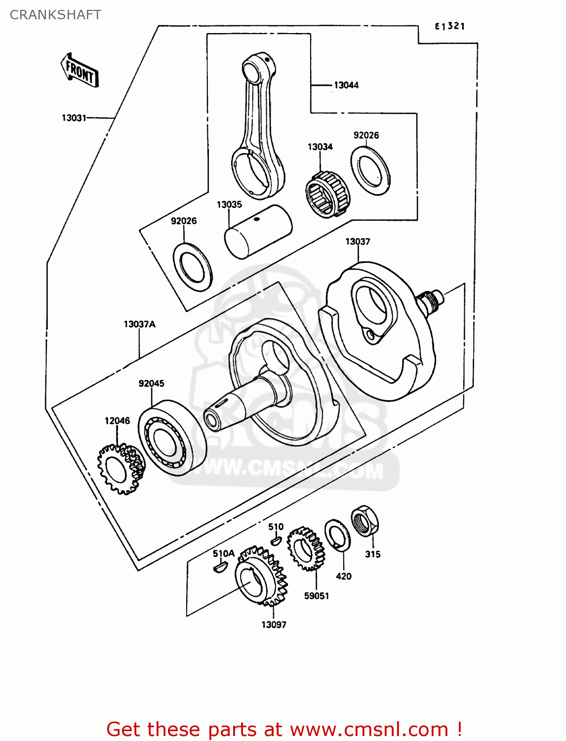 CRANKSHAFT KL250D4 KLR250 1987 EUROPE UK FG GR IT ST