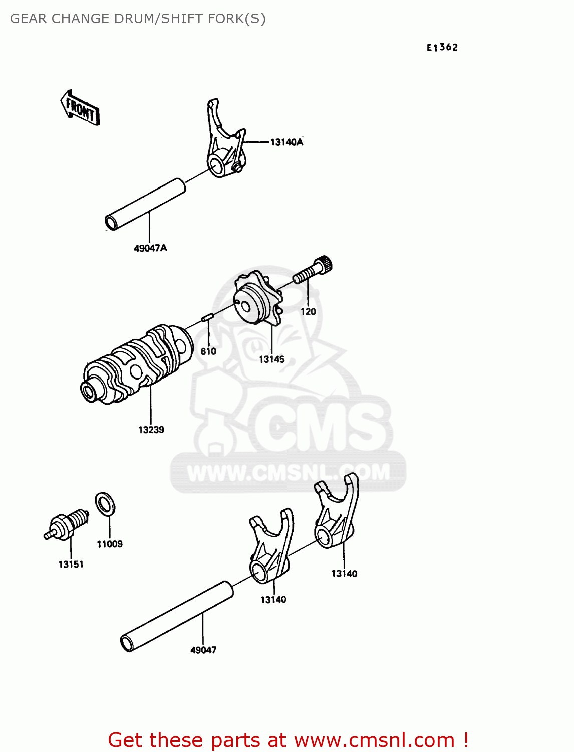 GEAR CHANGE DRUM/SHIFT FORK(S) KL250D4 KLR250 1987 EUROPE UK FG GR IT ST