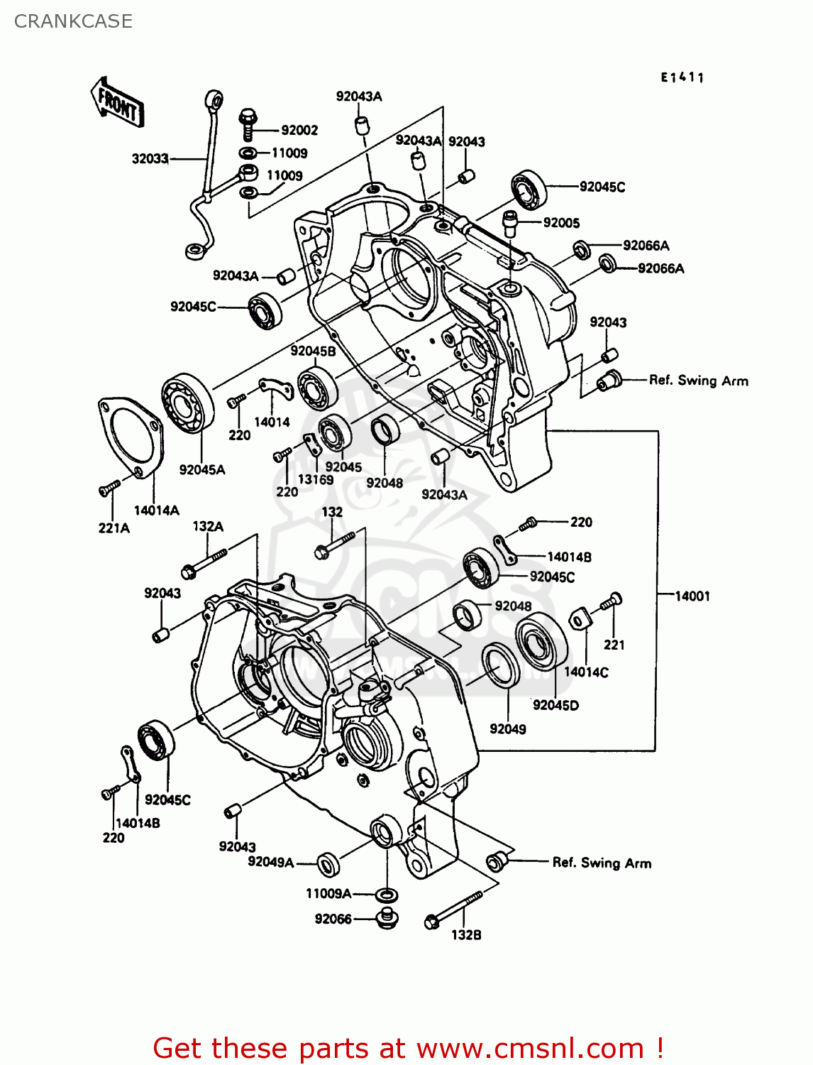 CRANKCASE KL250D4 KLR250 1987 EUROPE UK FG GR IT ST