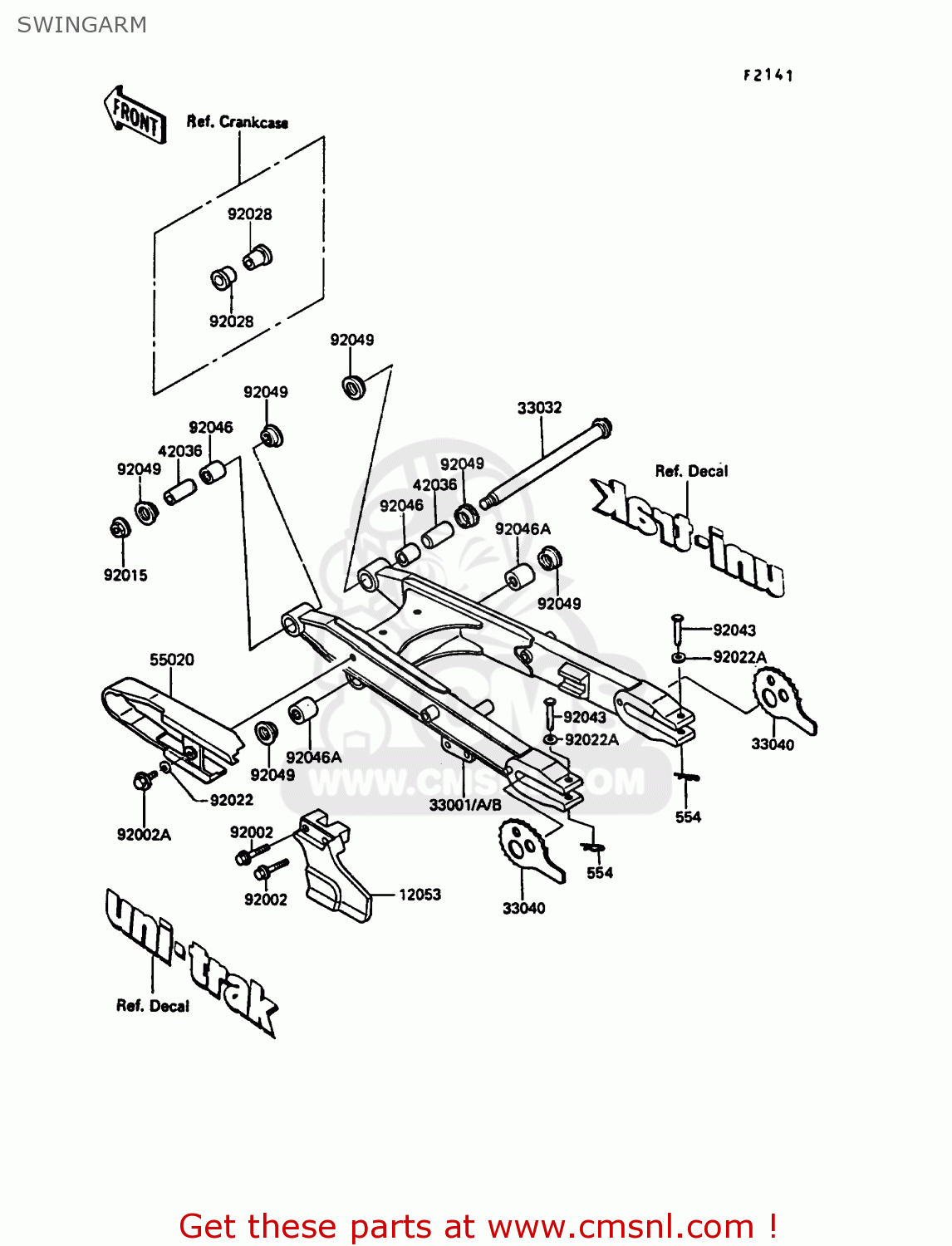 SWINGARM KL250D4 KLR250 1987 EUROPE UK FG GR IT ST