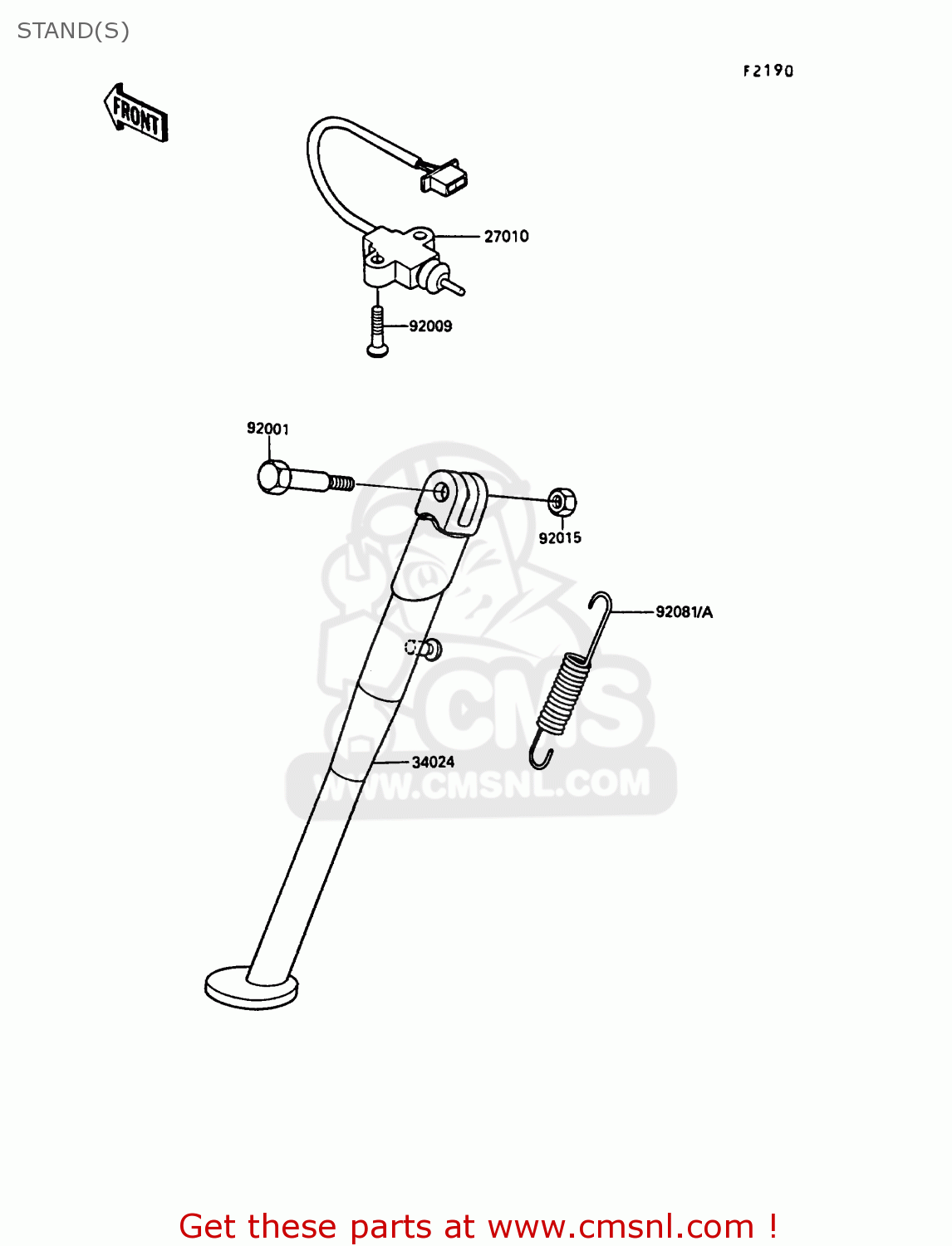 STAND(S) KL250D4 KLR250 1987 EUROPE UK FG GR IT ST