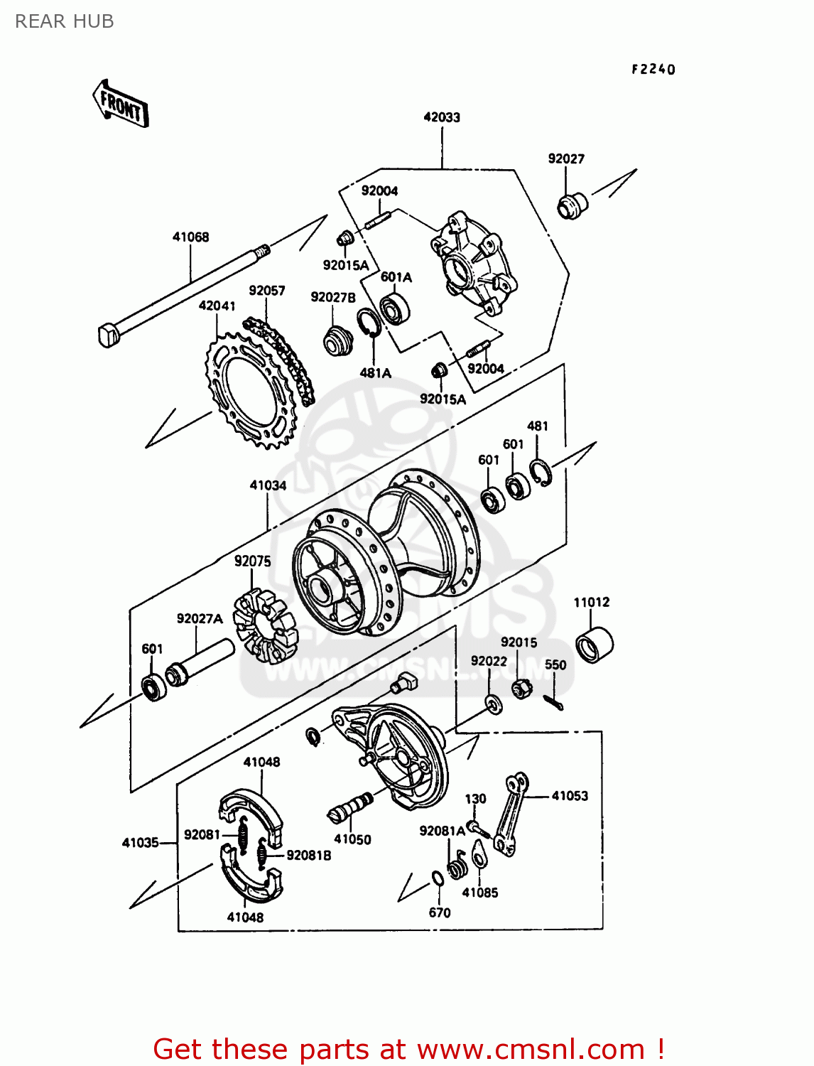 REAR HUB KL250D4 KLR250 1987 EUROPE UK FG GR IT ST