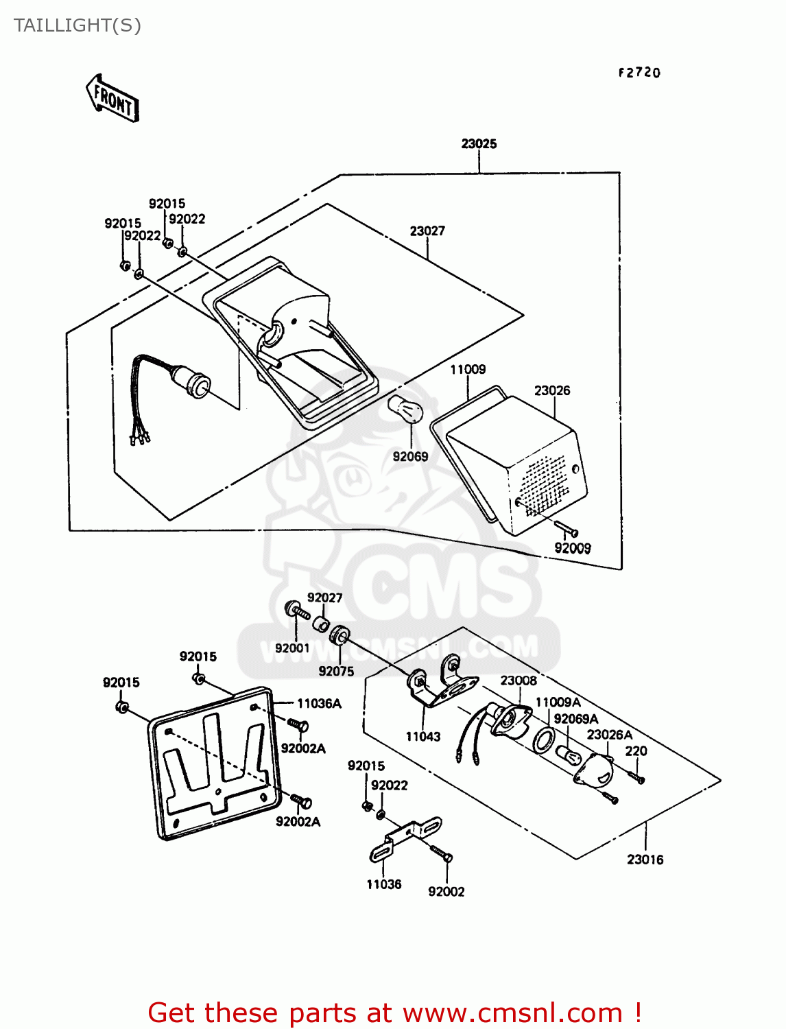 TAILLIGHT(S) KL250D4 KLR250 1987 EUROPE UK FG GR IT ST