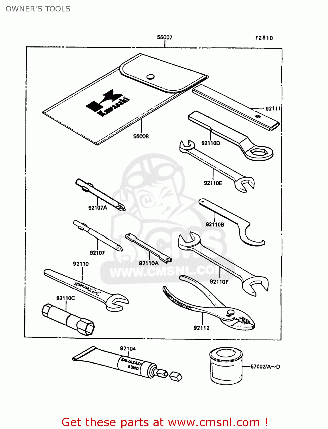 OWNER'S TOOLS KL250D4 KLR250 1987 EUROPE UK FG GR IT ST