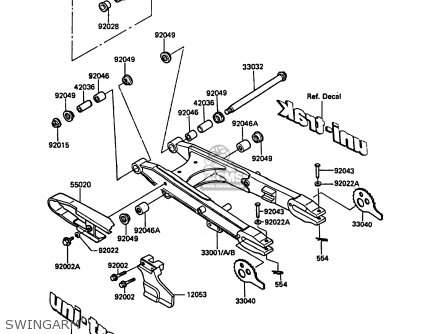 SWINGARM - KL250D4 KLR250 1987 EUROPE UK FG GR IT ST