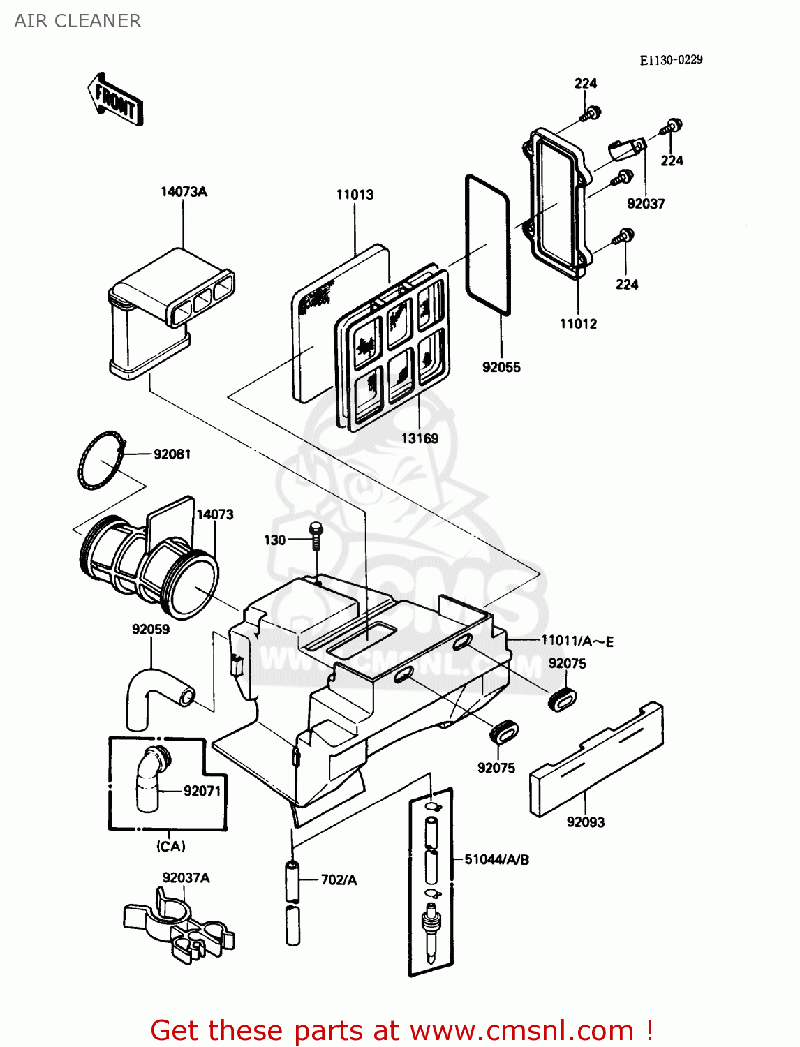 AIR CLEANER KL250D4 KLR250 1987 USA CALIFORNIA CANADA