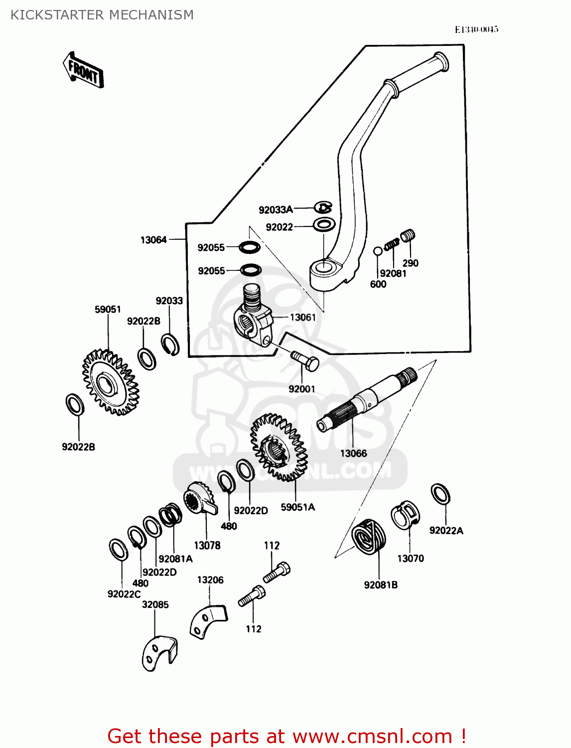 KICKSTARTER MECHANISM KL250D4 KLR250 1987 USA CALIFORNIA CANADA