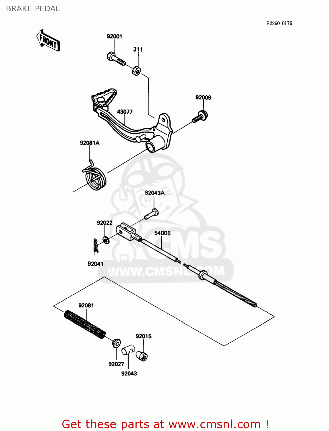 BRAKE PEDAL KL250D4 KLR250 1987 USA CALIFORNIA CANADA