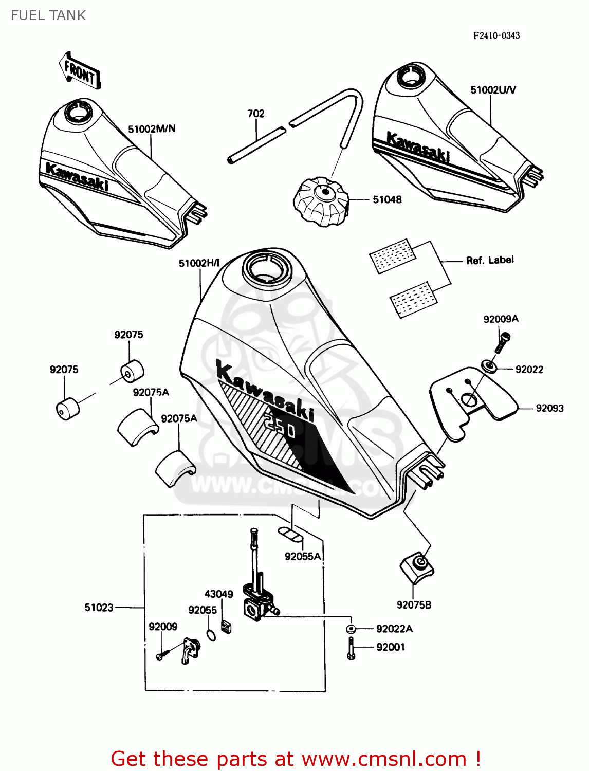 FUEL TANK KL250D4 KLR250 1987 USA CALIFORNIA CANADA