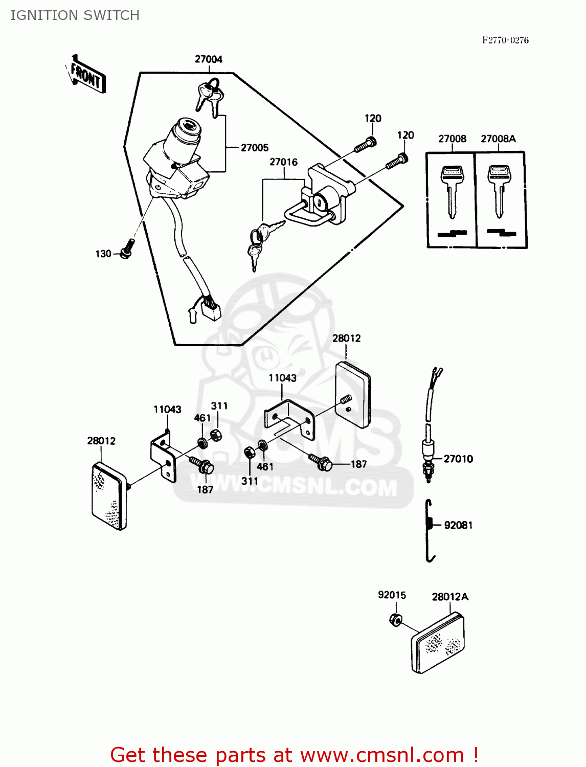 IGNITION SWITCH KL250D4 KLR250 1987 USA CALIFORNIA CANADA