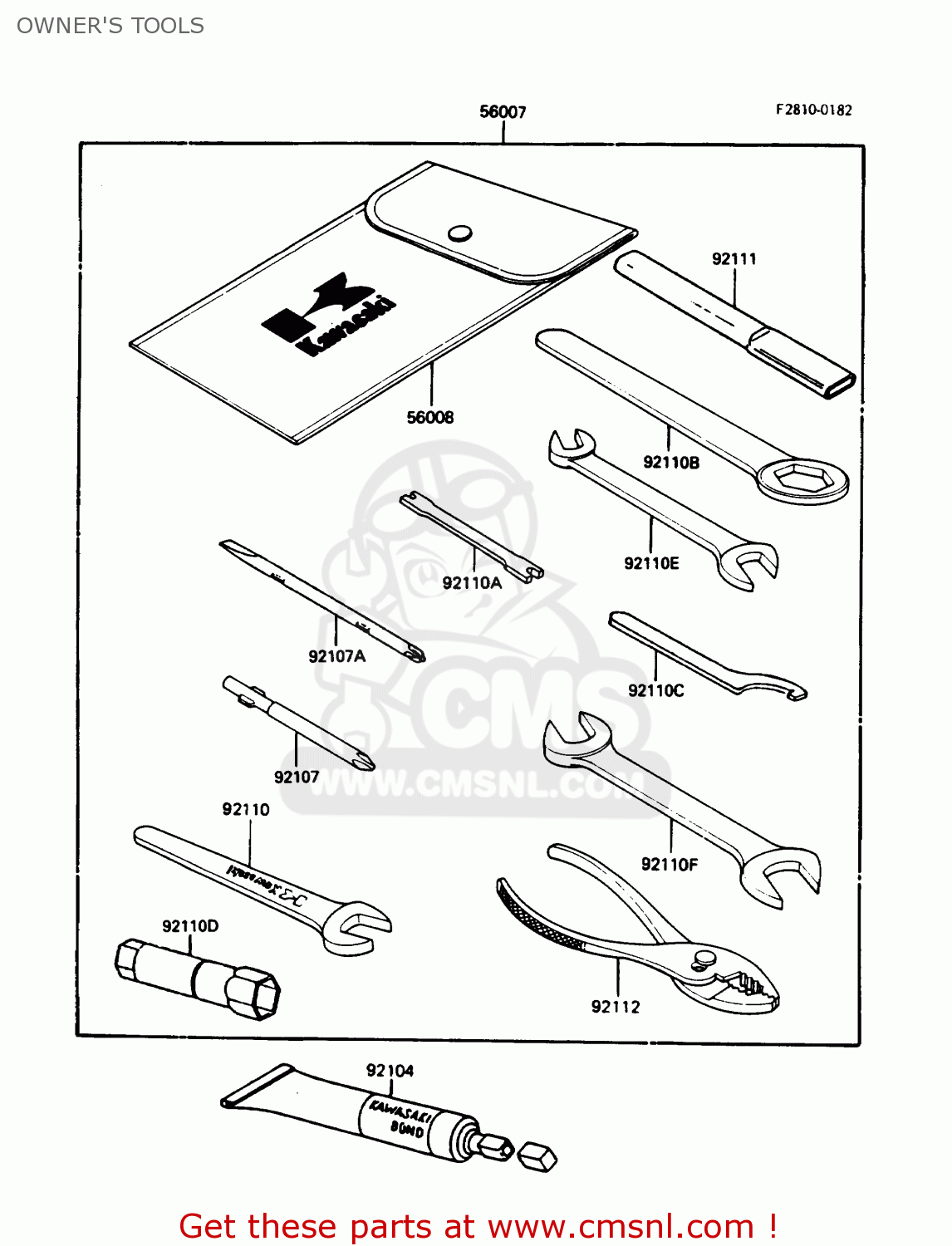 OWNER'S TOOLS KL250D4 KLR250 1987 USA CALIFORNIA CANADA