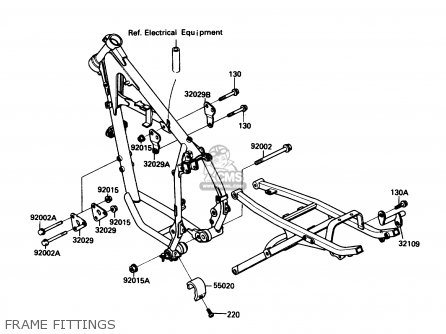 FRAME FITTINGS - KL250D4 KLR250 1987 USA CALIFORNIA CANADA