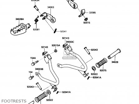 FOOTRESTS - KL250D4 KLR250 1987 USA CALIFORNIA CANADA