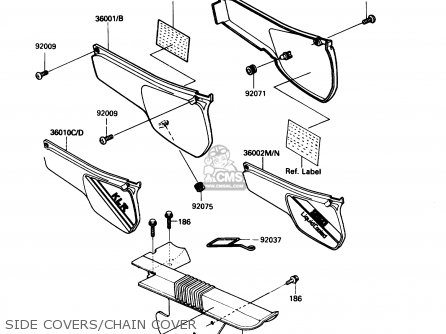 SIDE COVERS/CHAIN COVER - KL250D4 KLR250 1987 USA CALIFORNIA CANADA