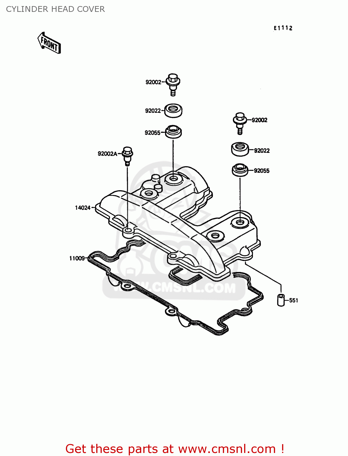 CYLINDER HEAD COVER KL250D5 KLR250 1988 EUROPE UK FG GR