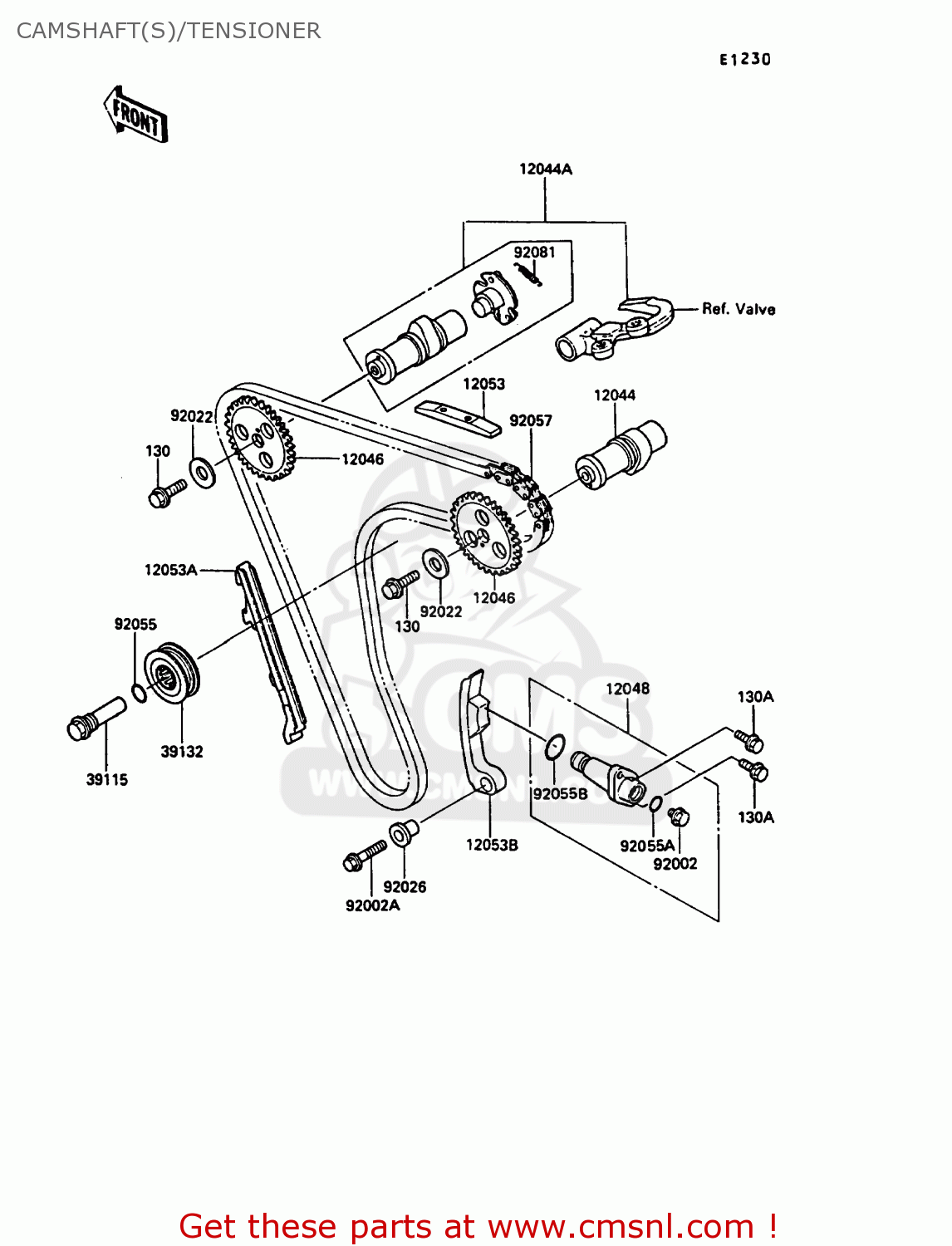 CAMSHAFT(S)/TENSIONER KL250D5 KLR250 1988 EUROPE UK FG GR