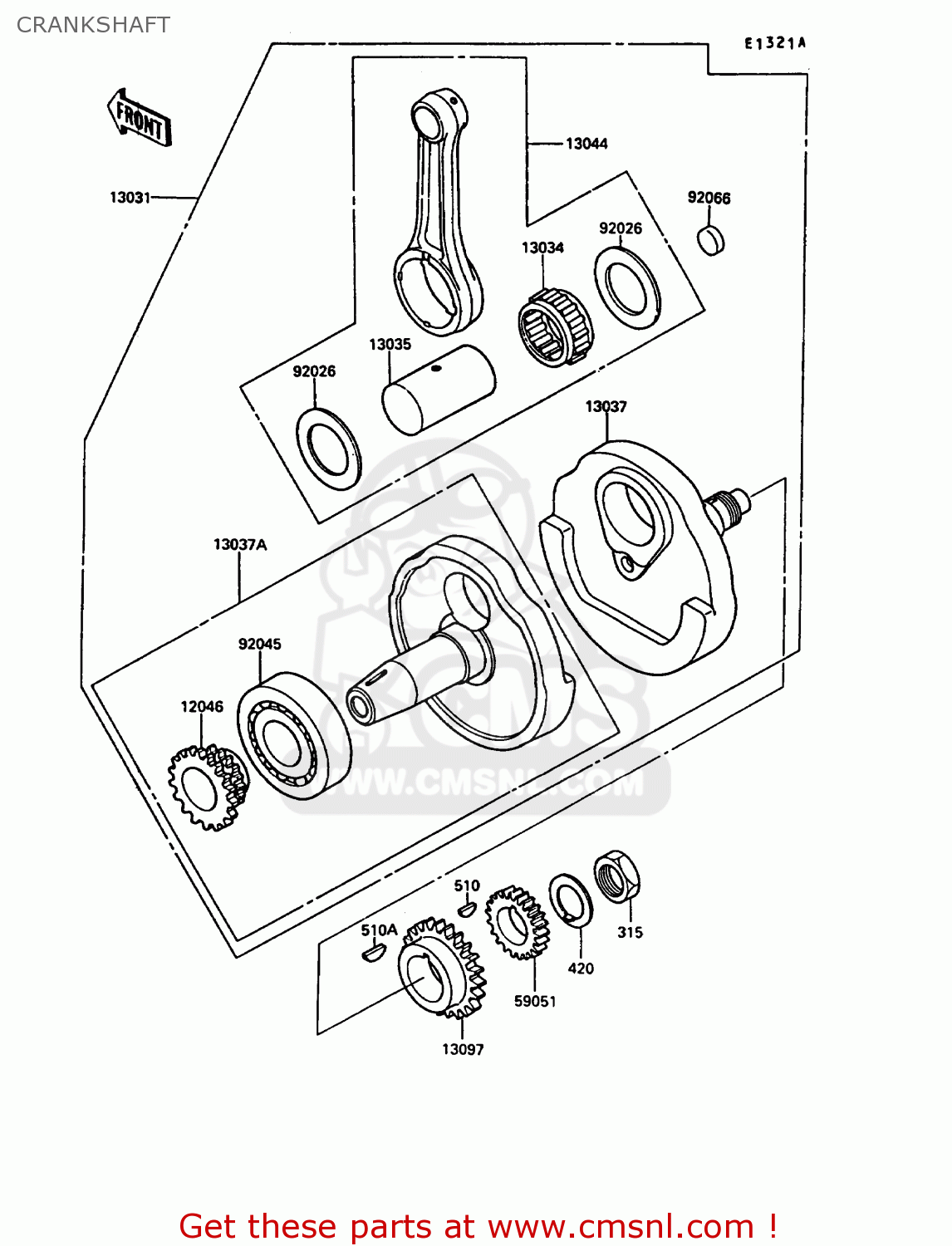 CRANKSHAFT KL250D5 KLR250 1988 EUROPE UK FG GR
