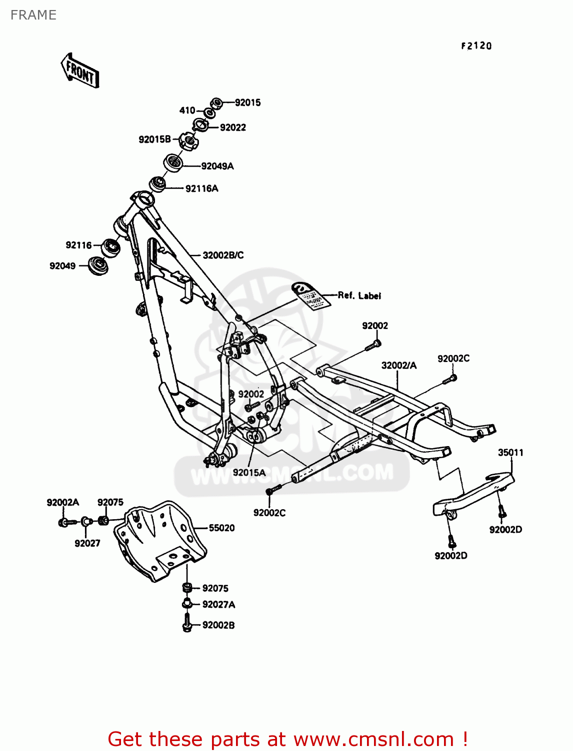 FRAME KL250D5 KLR250 1988 EUROPE UK FG GR