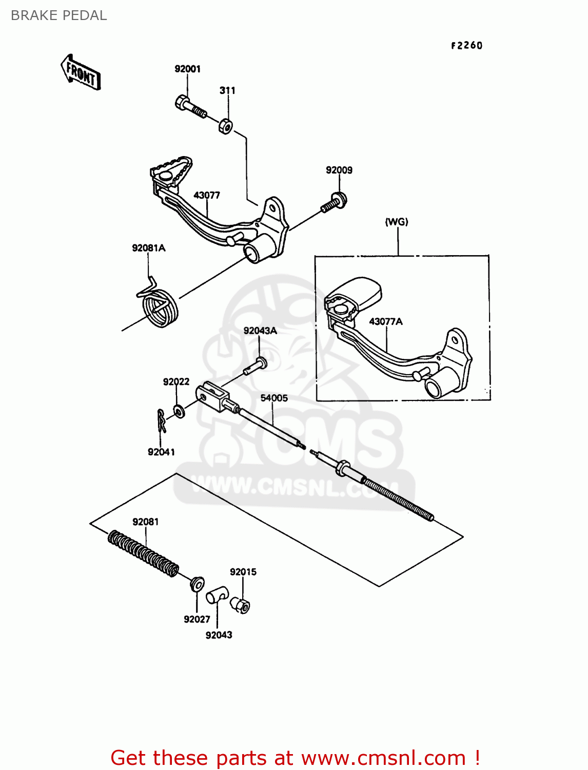 BRAKE PEDAL KL250D5 KLR250 1988 EUROPE UK FG GR