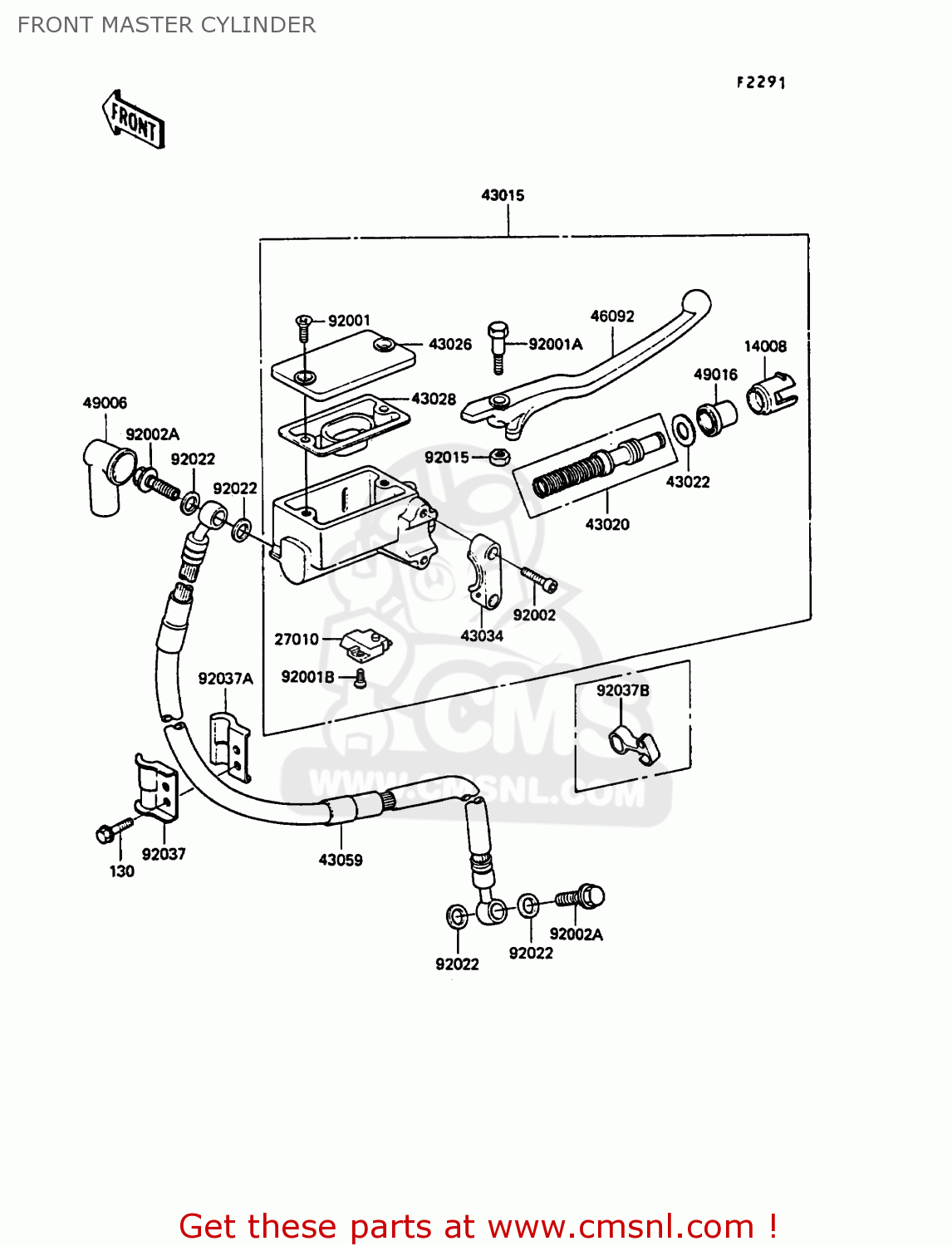 FRONT MASTER CYLINDER KL250D5 KLR250 1988 EUROPE UK FG GR