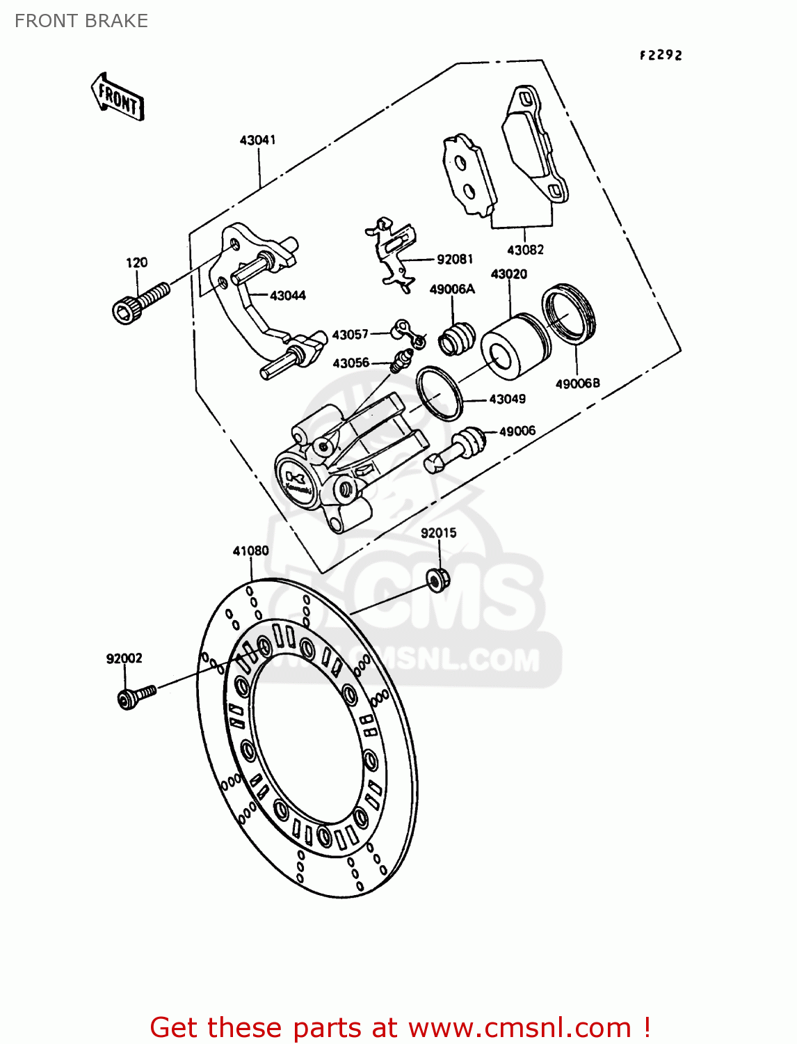 FRONT BRAKE KL250D5 KLR250 1988 EUROPE UK FG GR