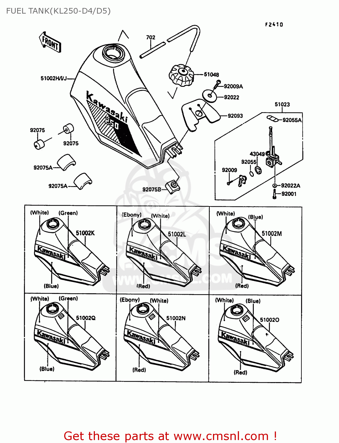 FUEL TANK(KL250-D4/D5) KL250D5 KLR250 1988 EUROPE UK FG GR