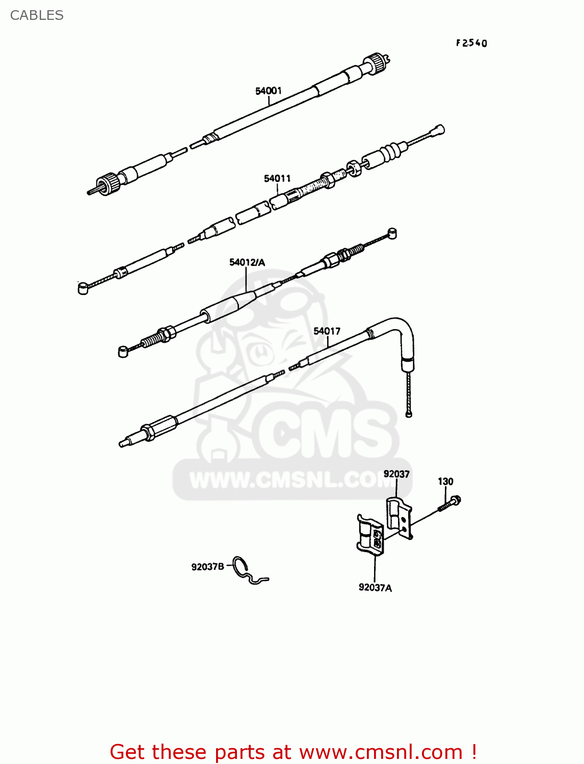 CABLES KL250D5 KLR250 1988 EUROPE UK FG GR