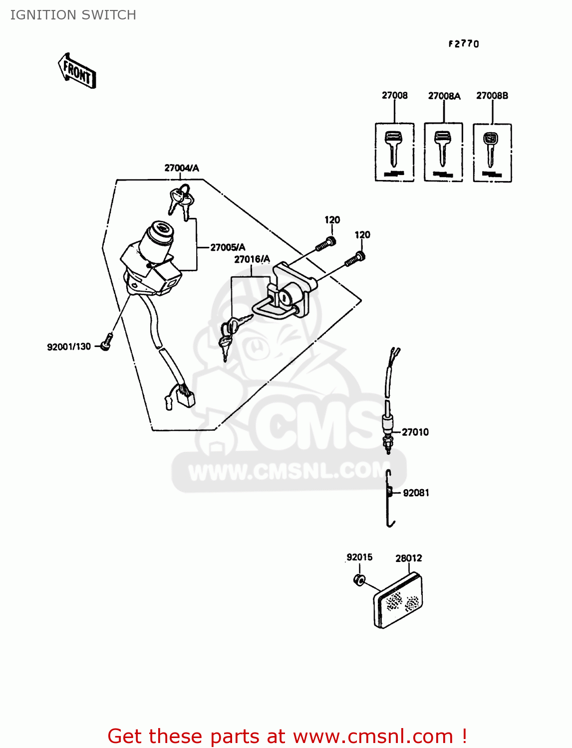 IGNITION SWITCH KL250D5 KLR250 1988 EUROPE UK FG GR