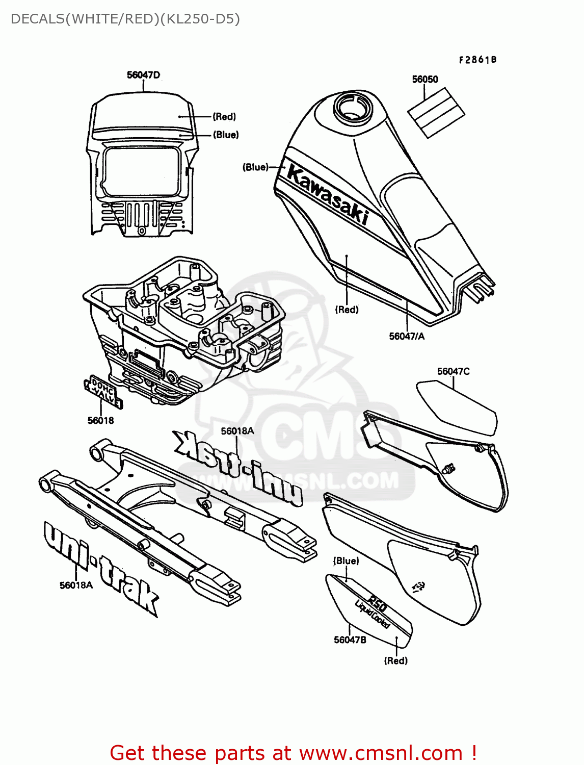 DECALS(WHITE/RED)(KL250-D5) KL250D5 KLR250 1988 EUROPE UK FG GR