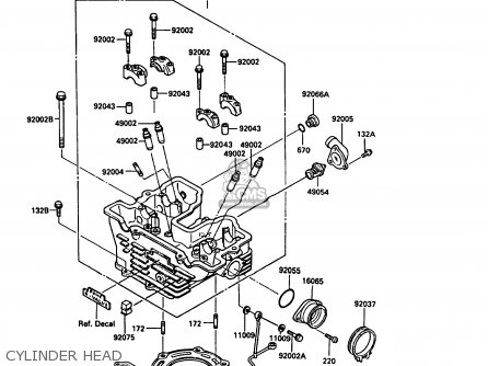 CYLINDER HEAD - KL250D5 KLR250 1988 EUROPE UK FG GR