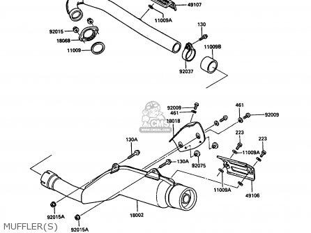 MUFFLER(S) - KL250D5 KLR250 1988 EUROPE UK FG GR