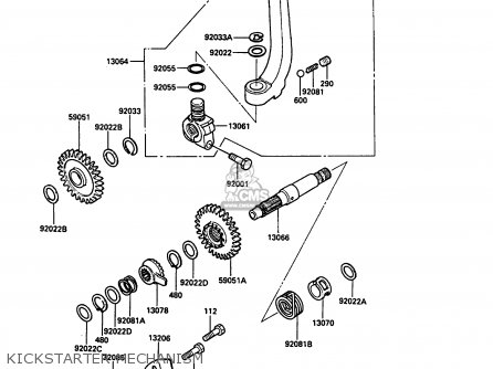 KICKSTARTER MECHANISM - KL250D5 KLR250 1988 EUROPE UK FG GR