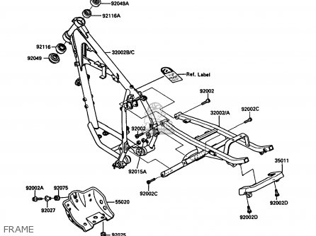 FRAME - KL250D5 KLR250 1988 EUROPE UK FG GR