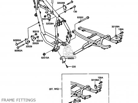 FRAME FITTINGS - KL250D5 KLR250 1988 EUROPE UK FG GR