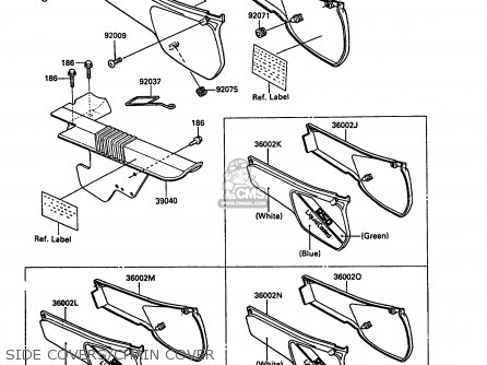 SIDE COVERS/CHAIN COVER - KL250D5 KLR250 1988 EUROPE UK FG GR