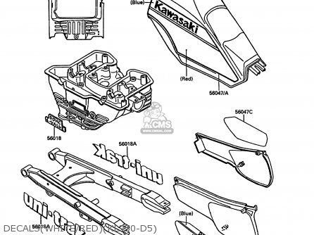 DECALS(WHITE/RED)(KL250-D5) - KL250D5 KLR250 1988 EUROPE UK FG GR