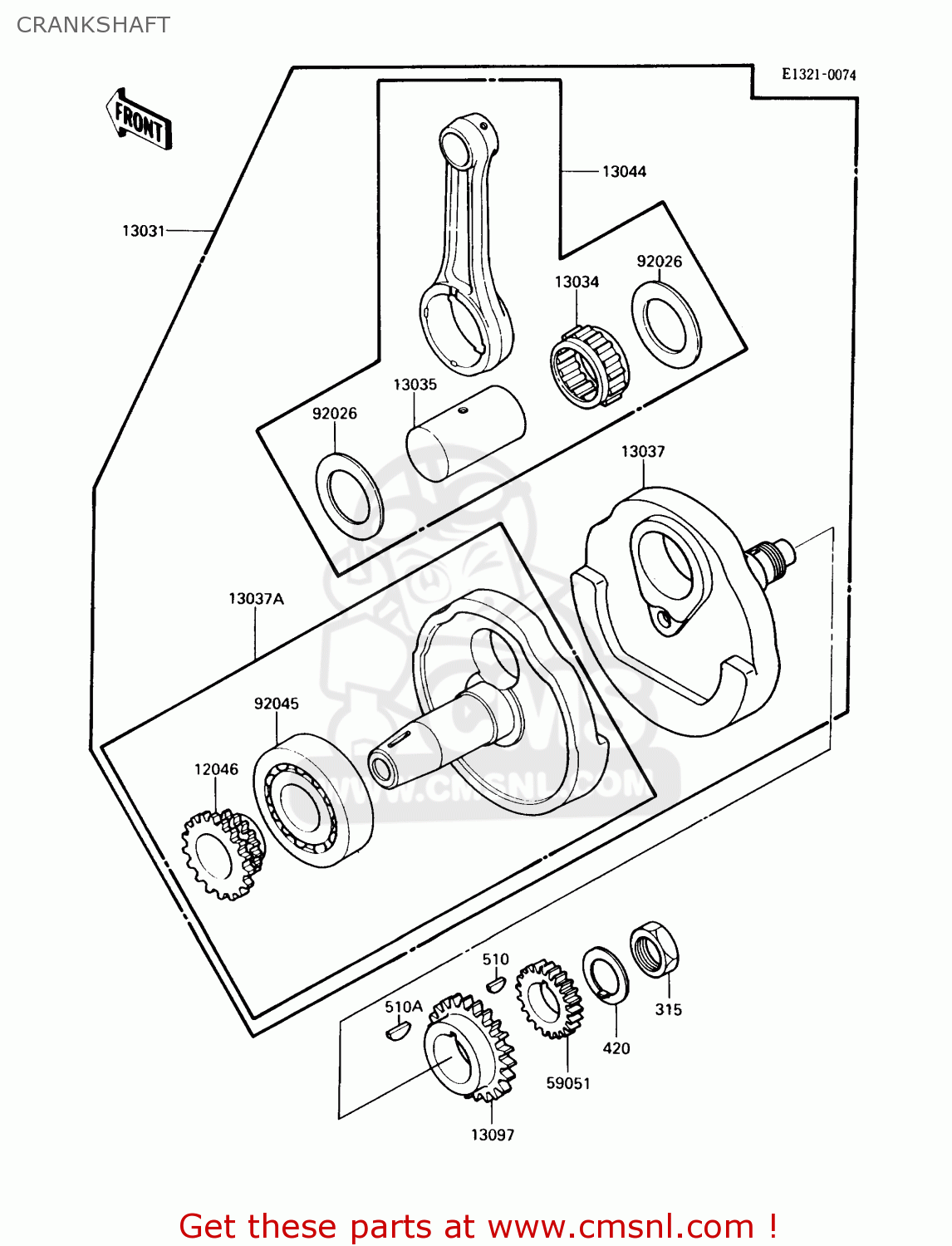 CRANKSHAFT KL250D5 KLR250 1988 USA CALIFORNIA CANADA