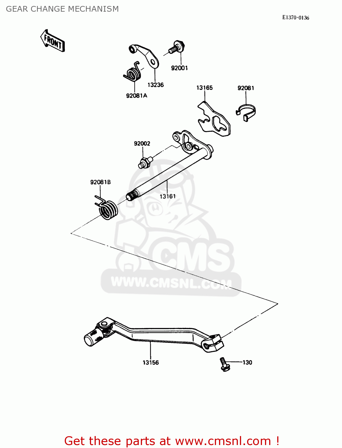 GEAR CHANGE MECHANISM KL250D5 KLR250 1988 USA CALIFORNIA CANADA
