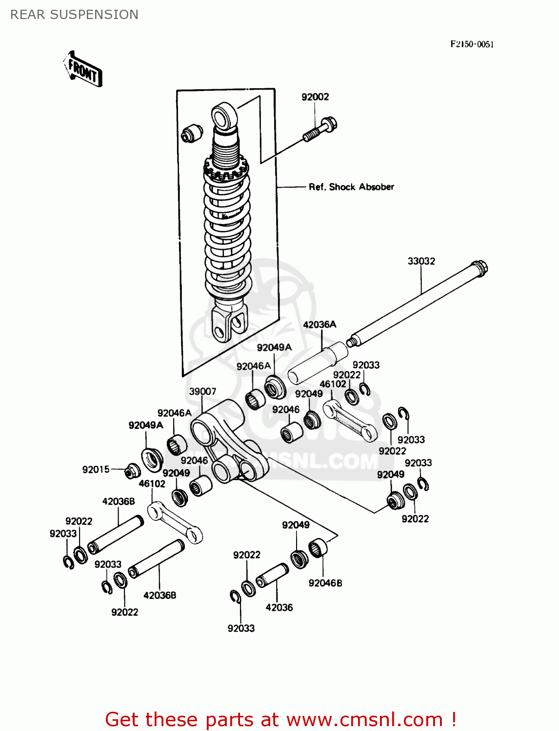 REAR SUSPENSION KL250D5 KLR250 1988 USA CALIFORNIA CANADA