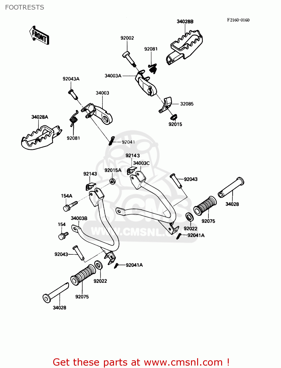 FOOTRESTS KL250D5 KLR250 1988 USA CALIFORNIA CANADA