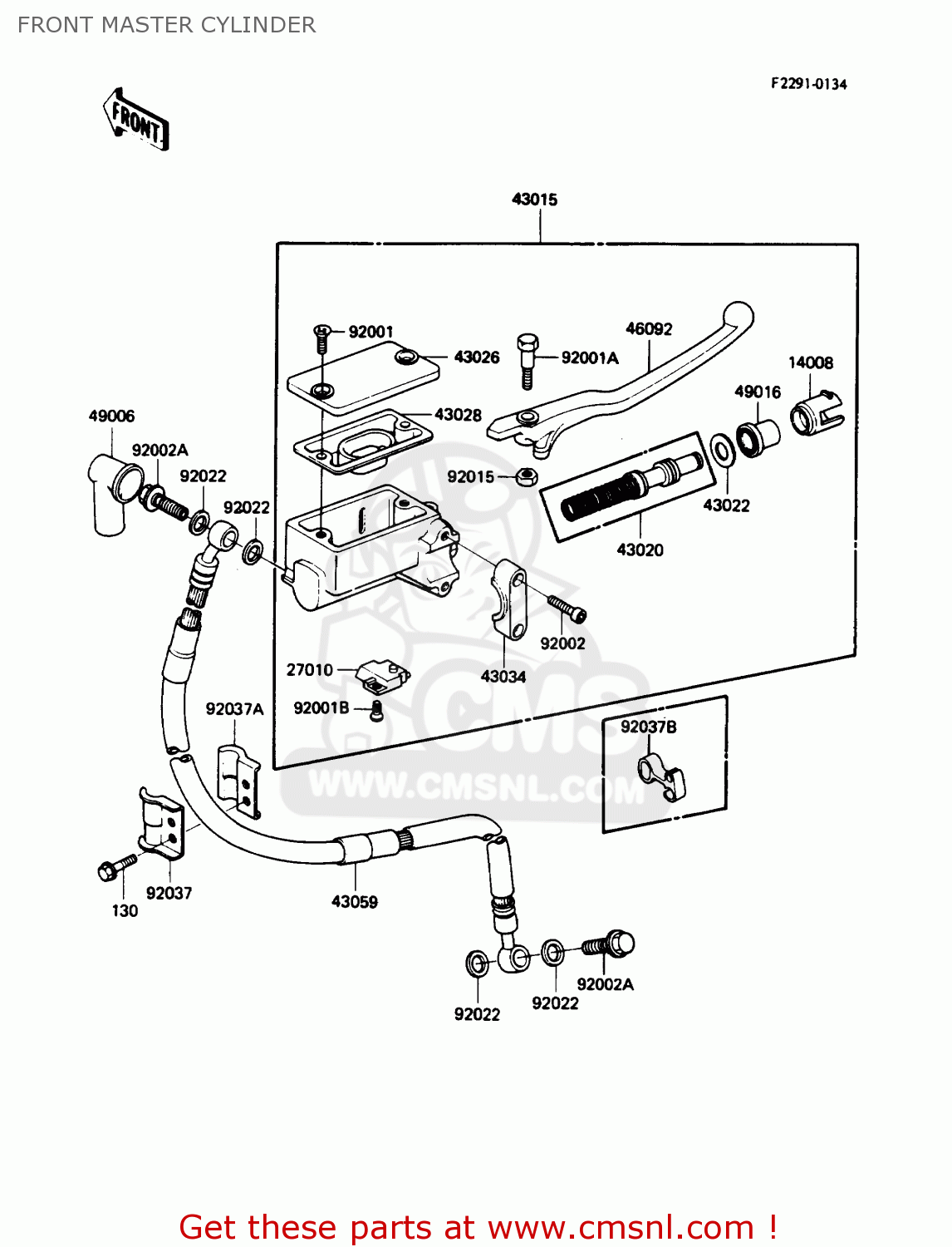 FRONT MASTER CYLINDER KL250D5 KLR250 1988 USA CALIFORNIA CANADA