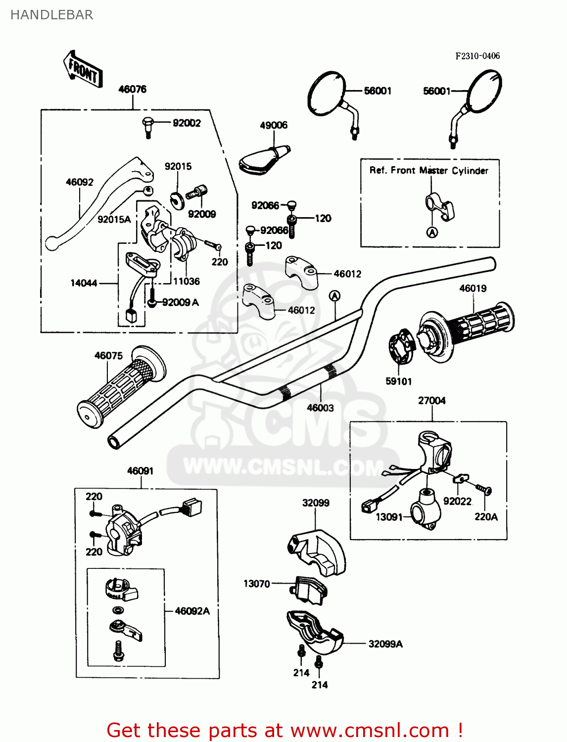 HANDLEBAR KL250D5 KLR250 1988 USA CALIFORNIA CANADA