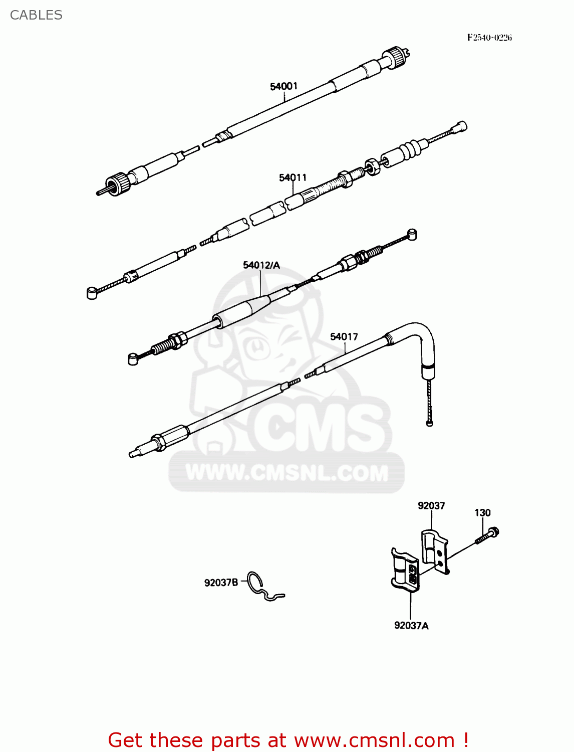 CABLES KL250D5 KLR250 1988 USA CALIFORNIA CANADA